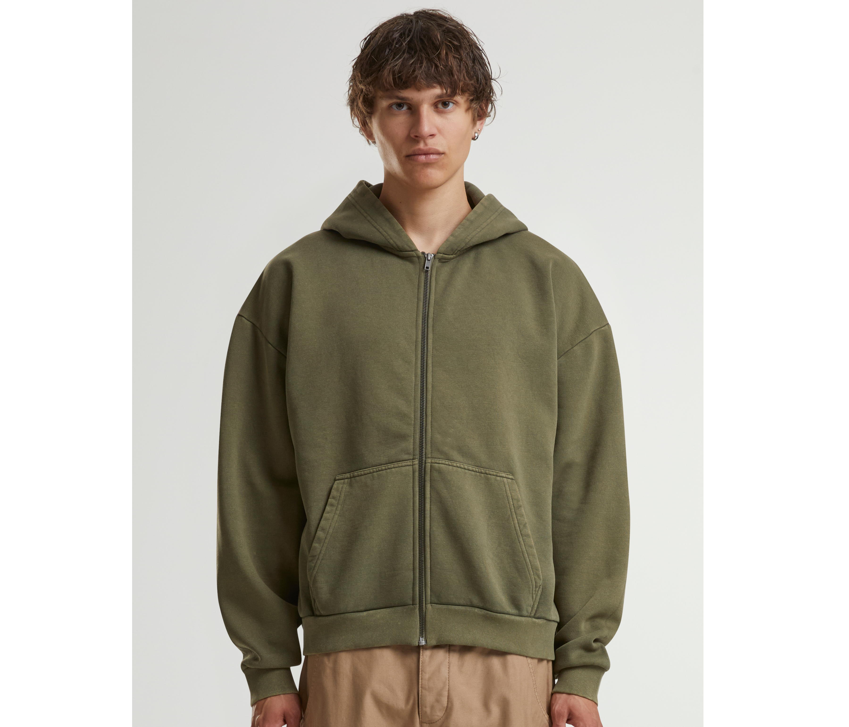 Sweat capuche zippé lourd délavé - BUILD YOUR BRAND - #BY295