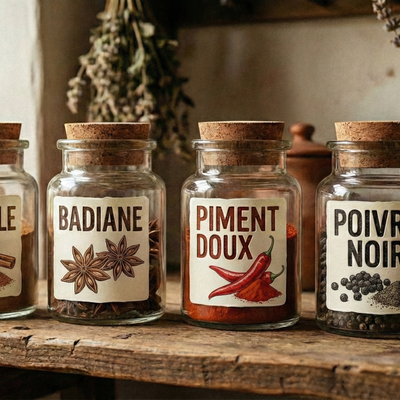 Pot à épices personnalisé avec sticker UV TF