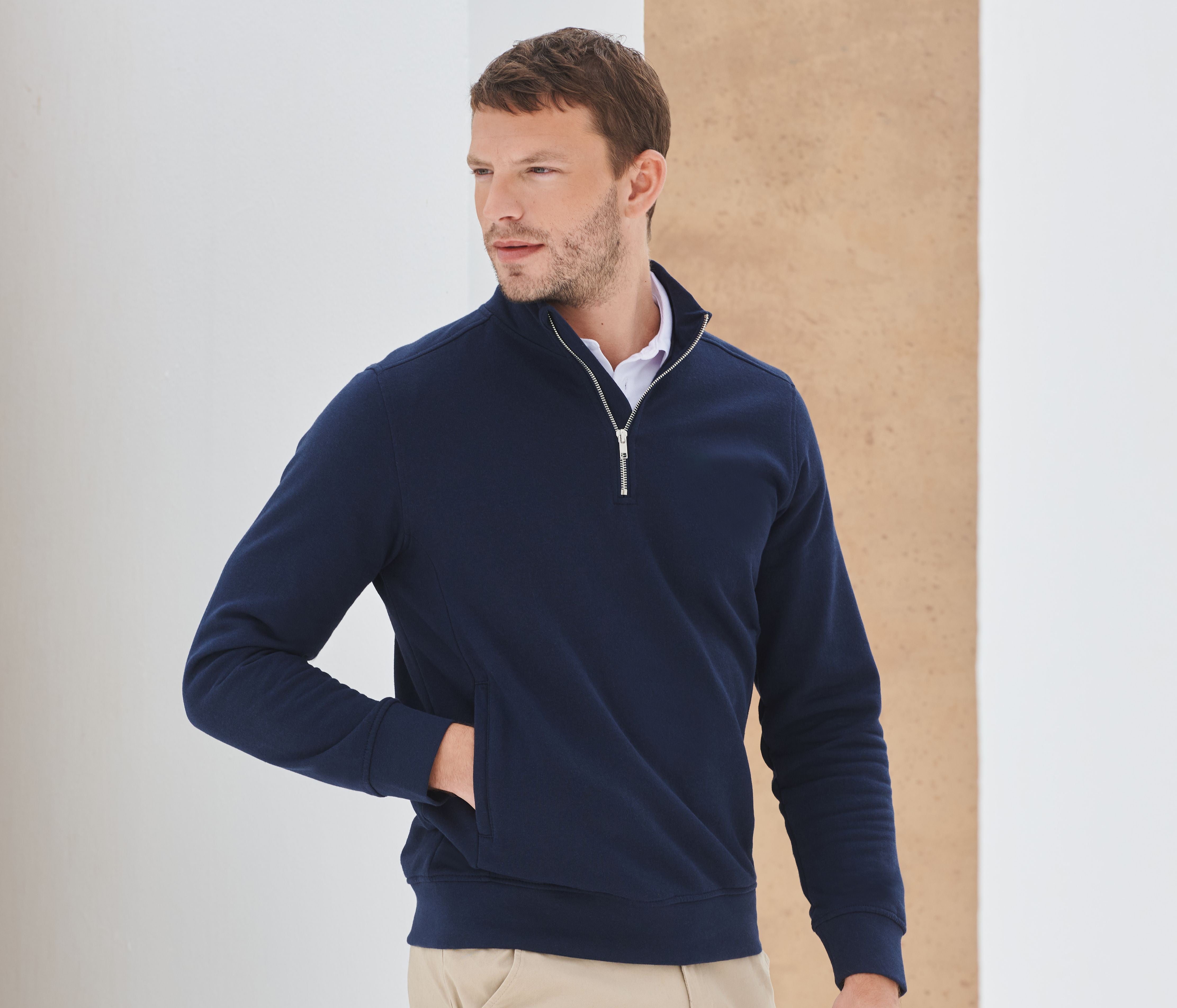 Sweatshirt 1/4 de zip. Col montant - HENBURY - #HY842