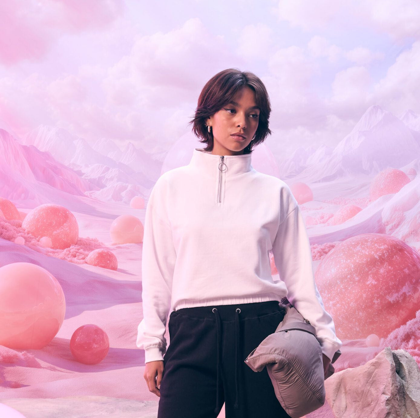 Sweat court col zippé femme - JUST HOODS - #JH037
