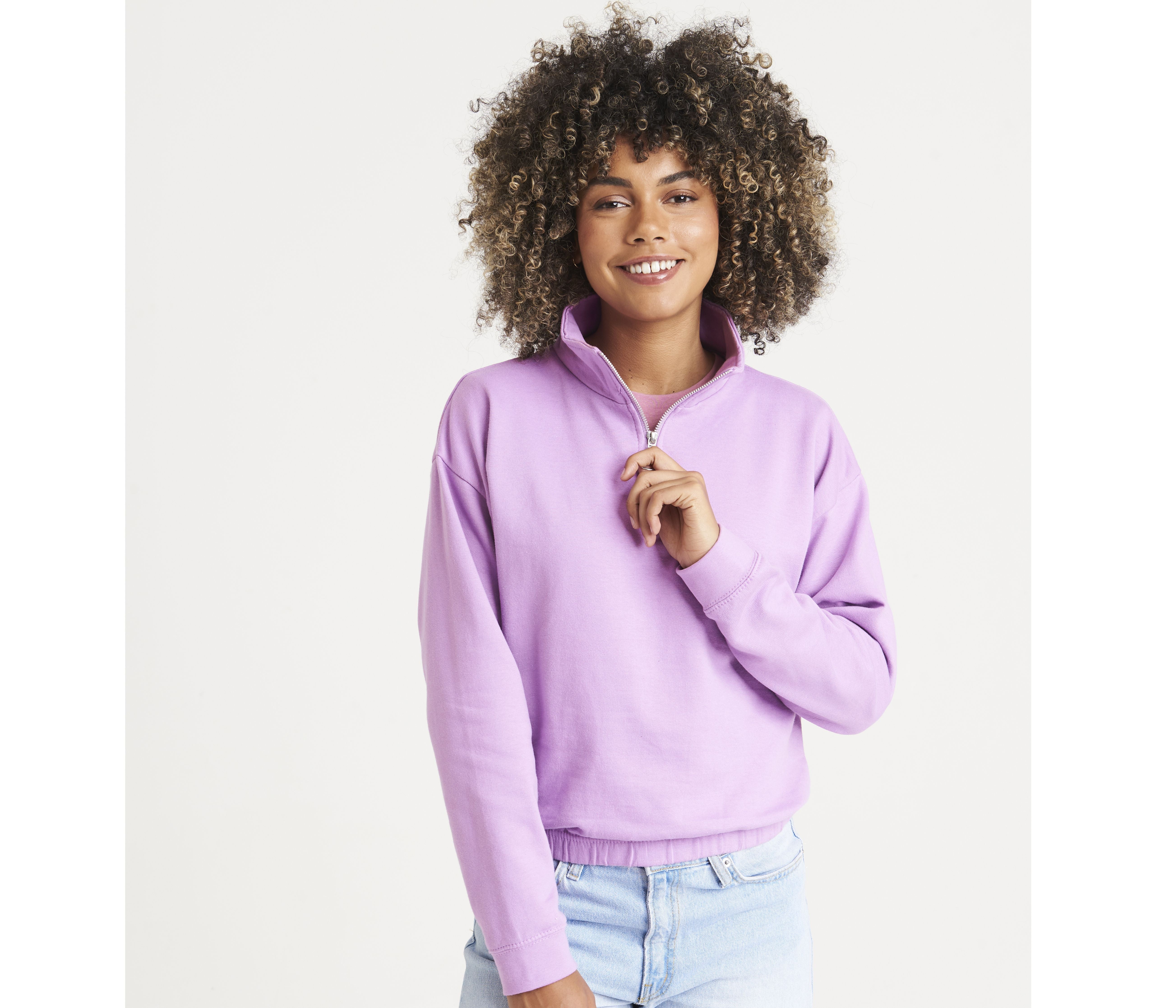 Sweat court col zippé femme - JUST HOODS - #JH037