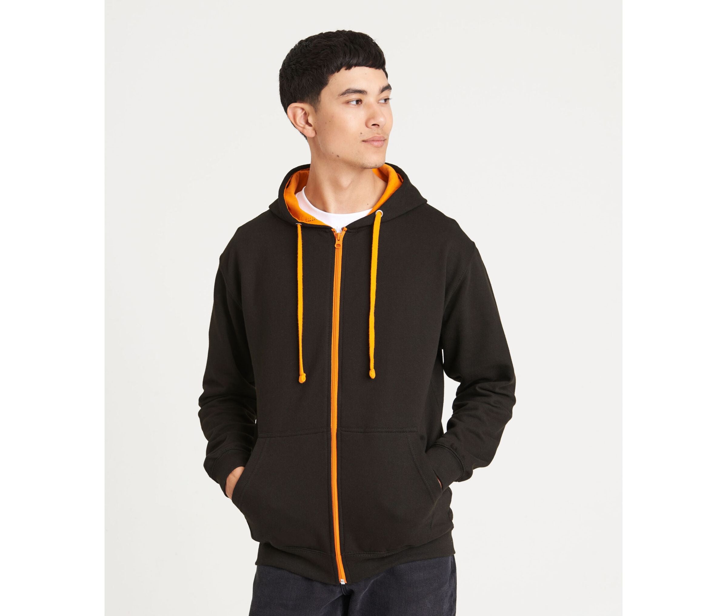 Sweat capuche zippé contrasté - JUST HOODS - #JH053