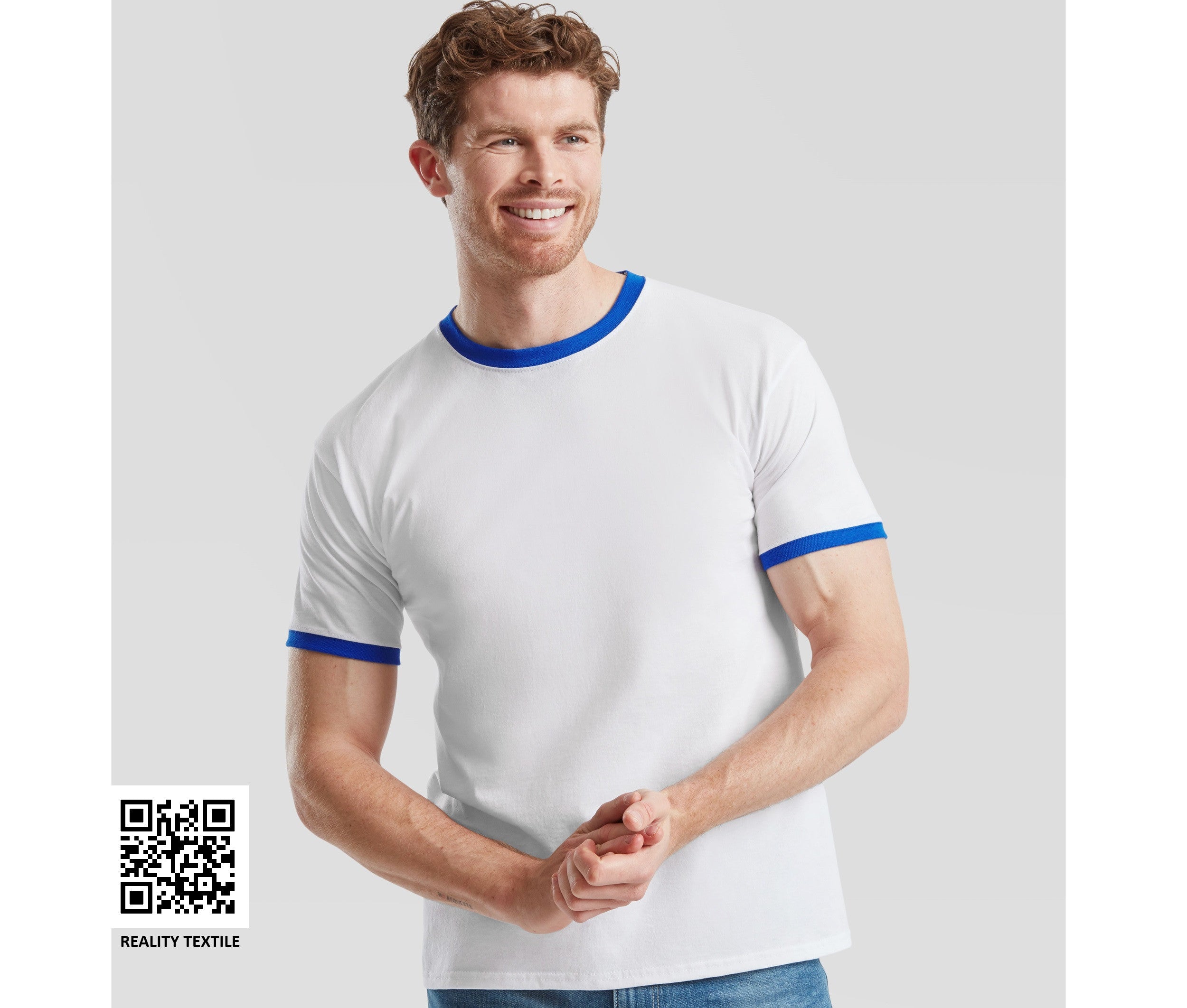 Tee-shirt bords côtes contraste - FRUIT OF THE LOOM - #SC245