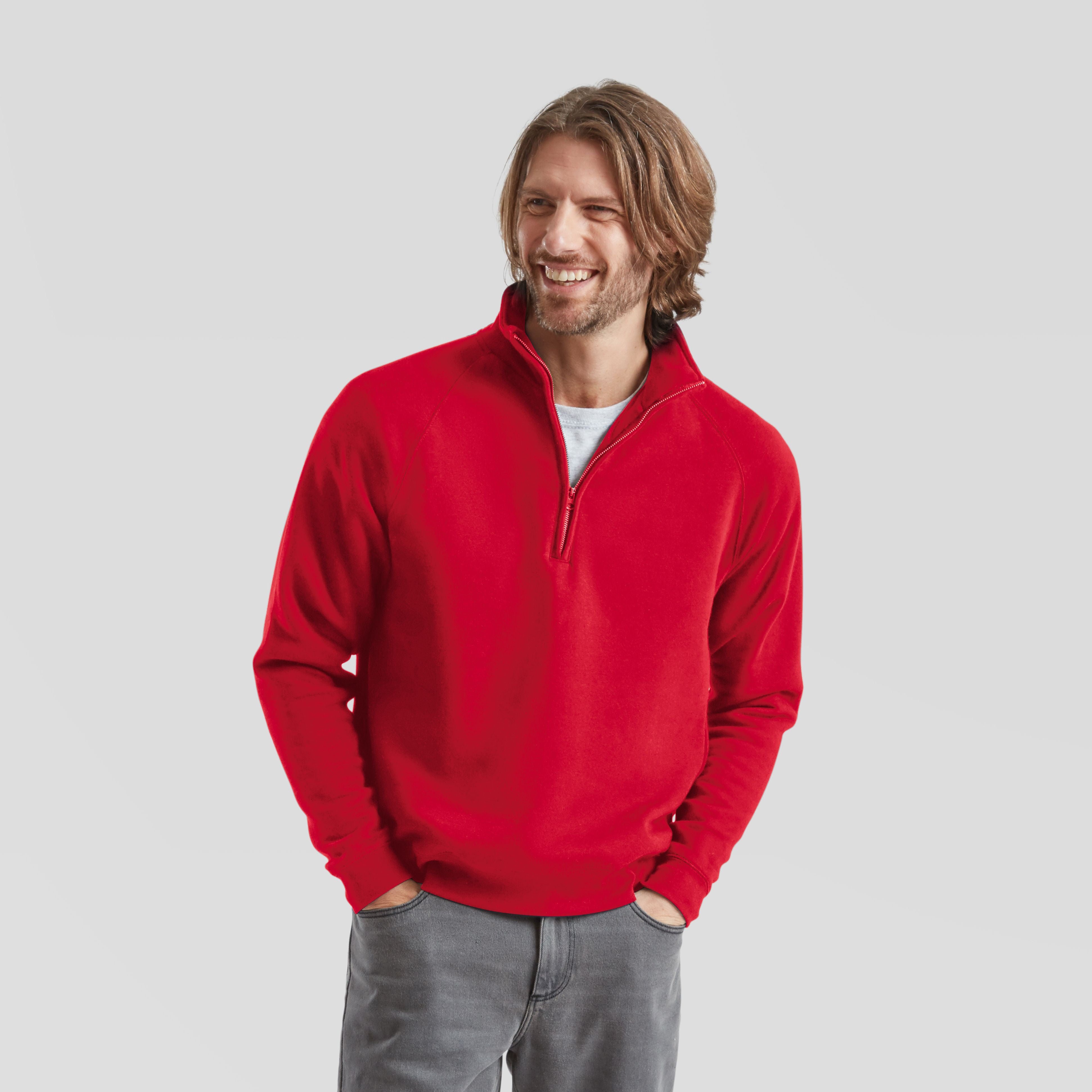 Sweat manches raglan col zippé - FRUIT OF THE LOOM - #SC276