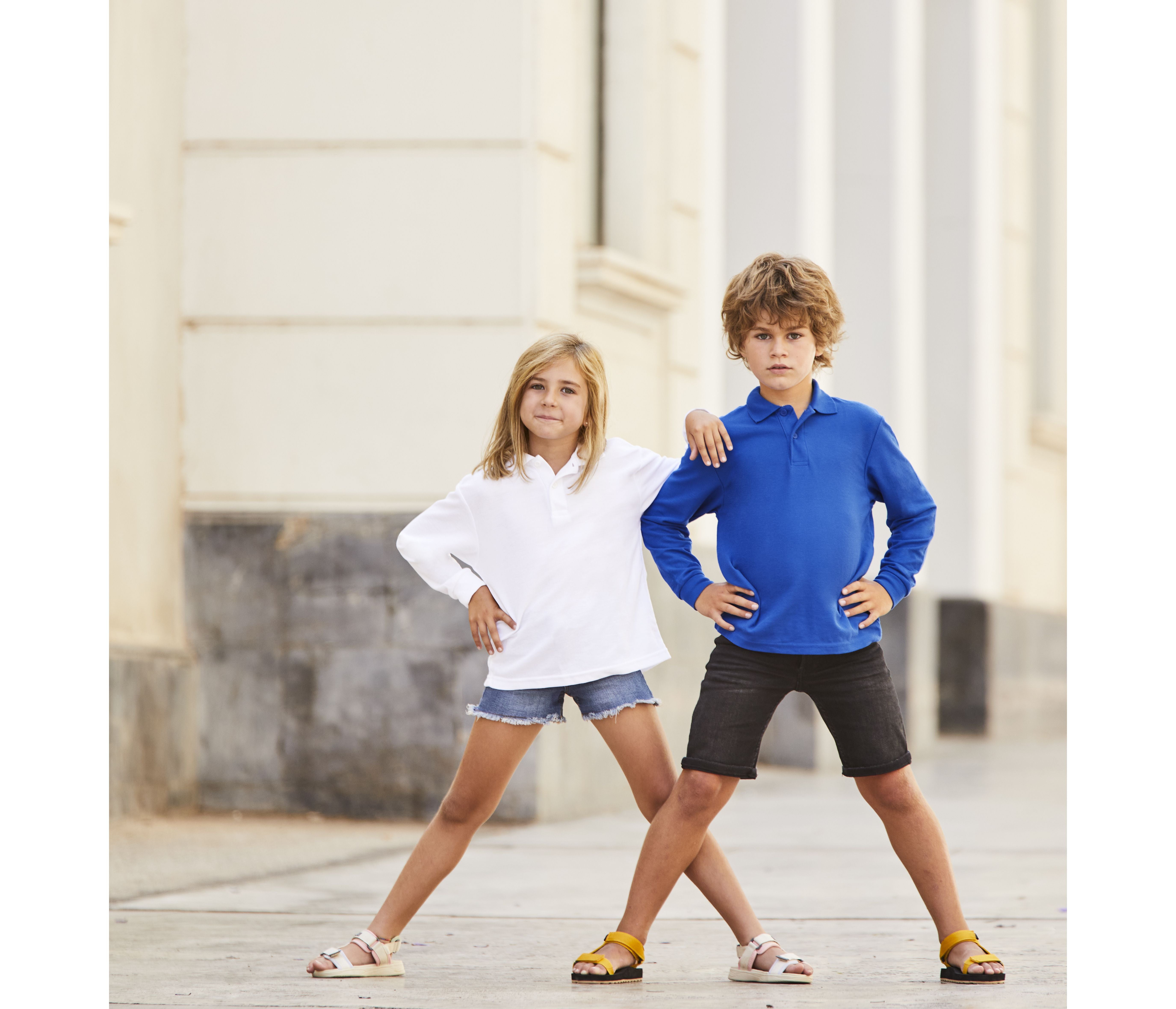 Children's long-sleeved polo shirt - FRUIT OF THE LOOM - #SC3201