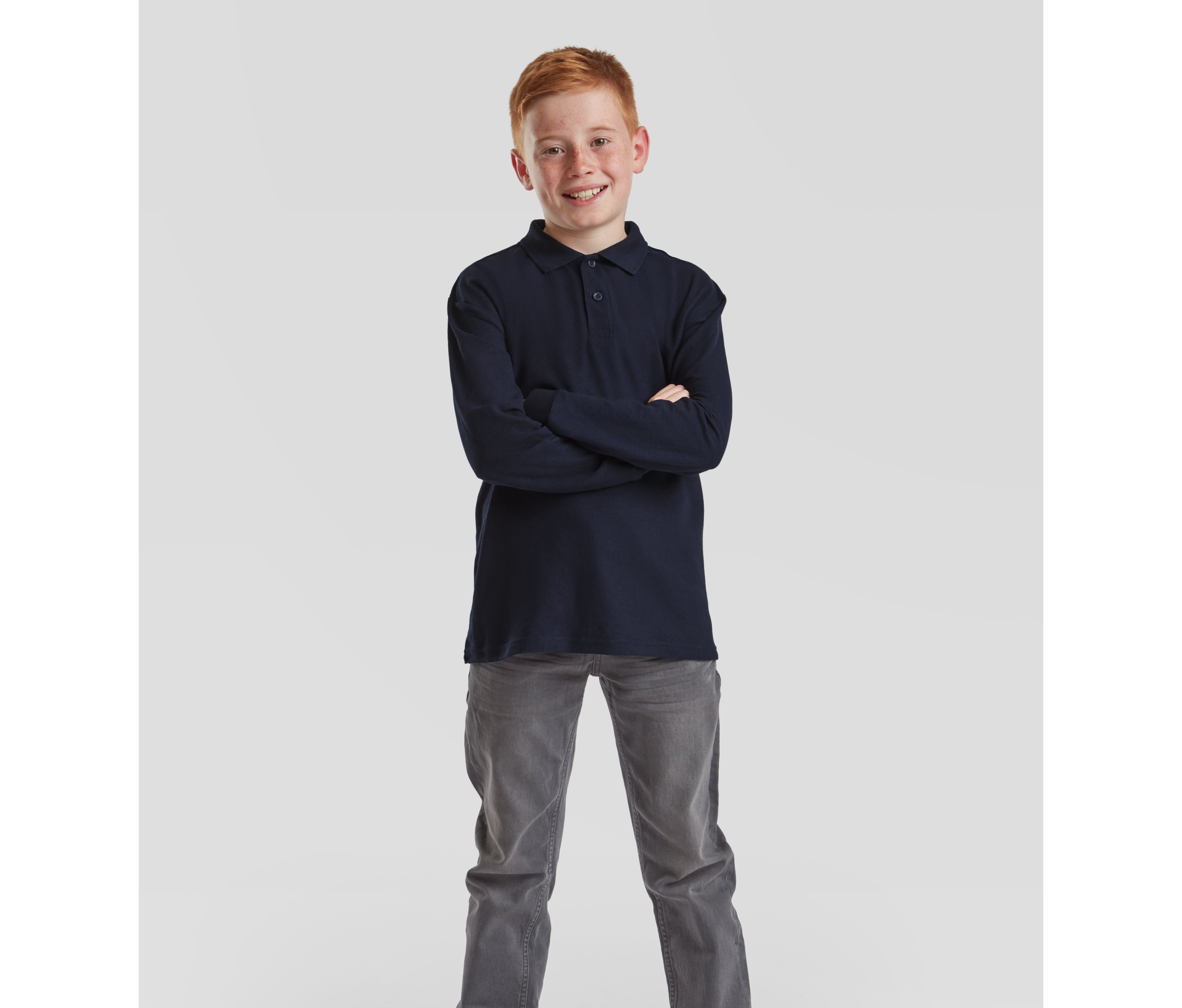 Children's long-sleeved polo shirt - FRUIT OF THE LOOM - #SC3201