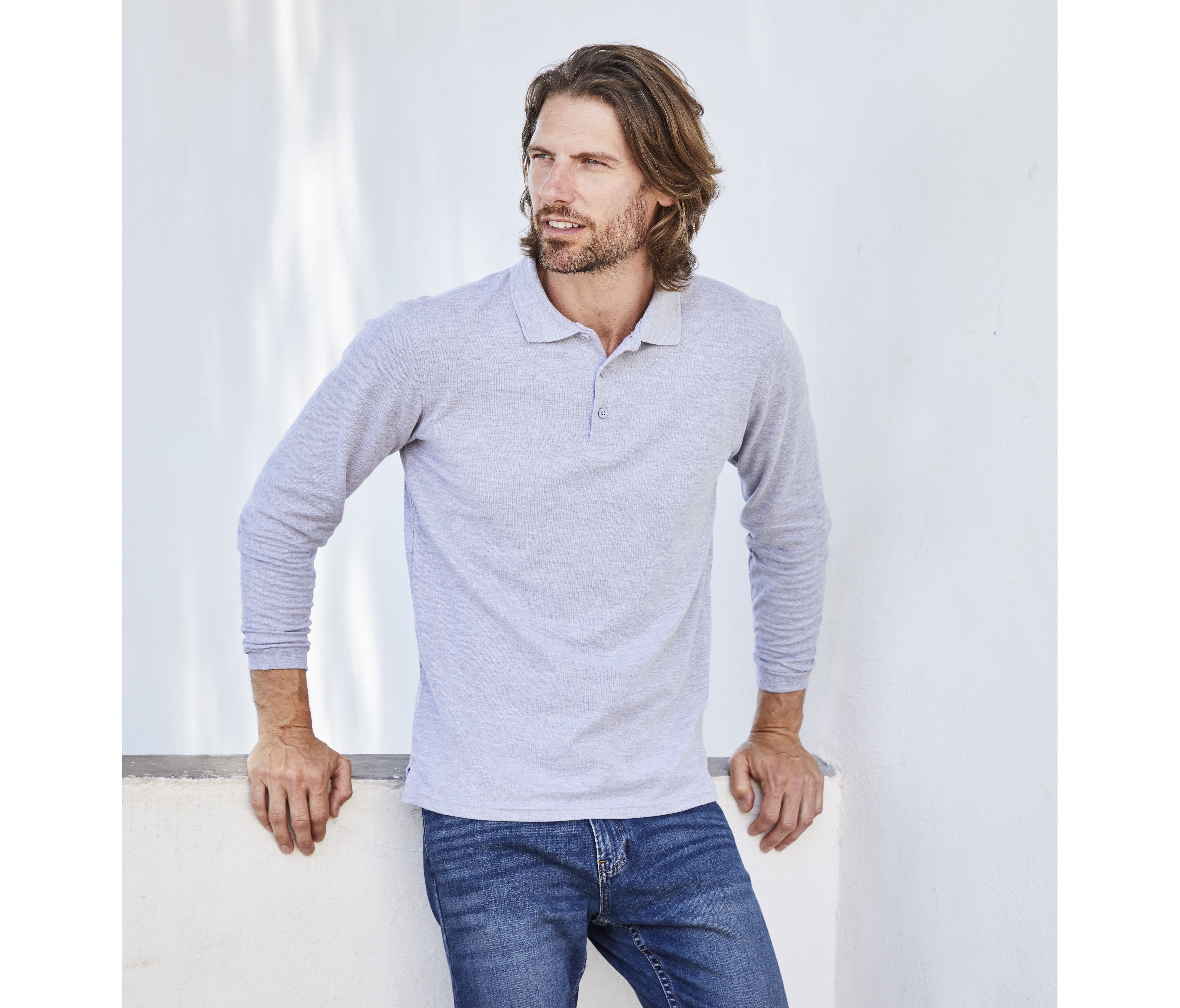 Polo manches longues - FRUIT OF THE LOOM - #SC384