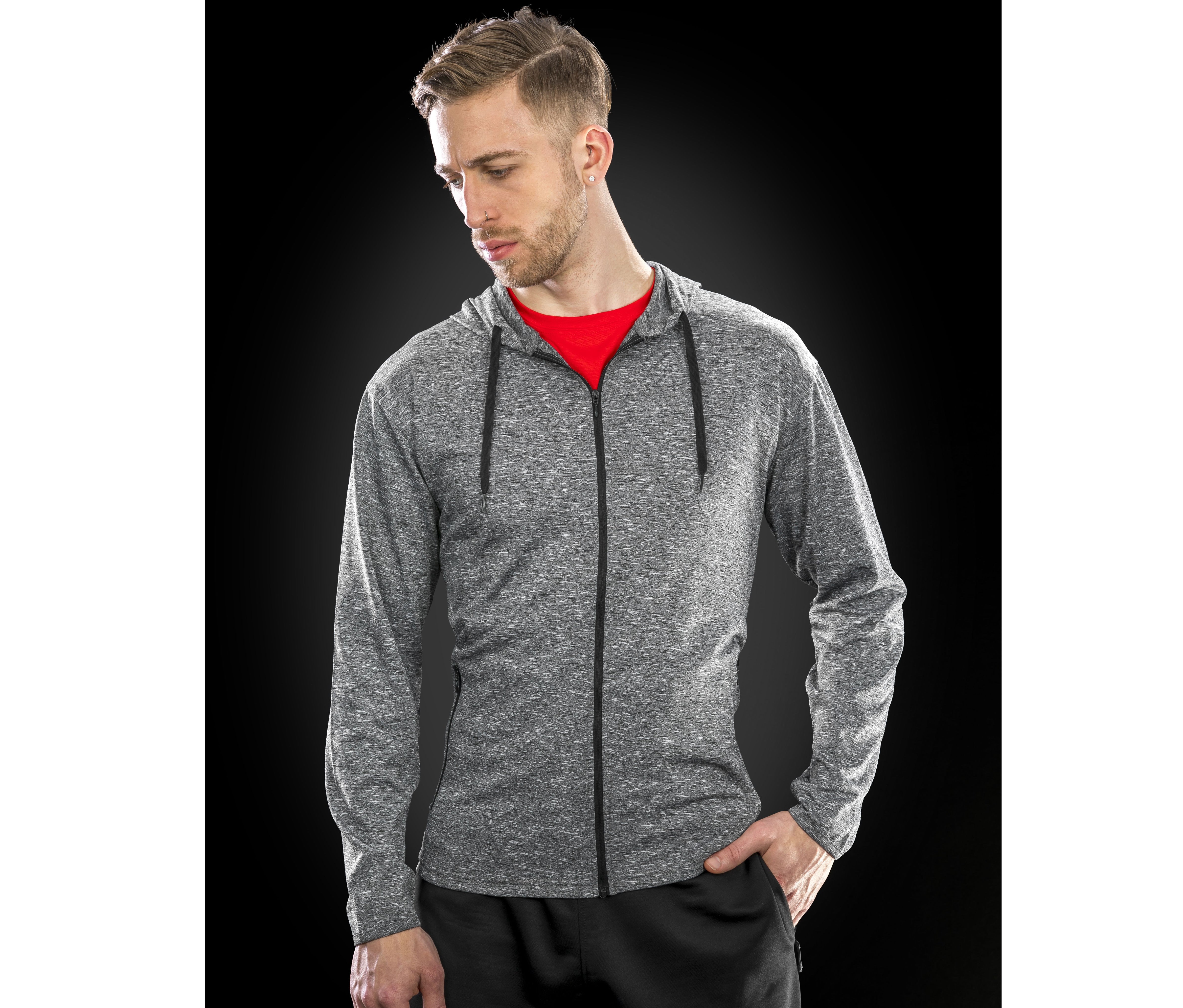 Tee-shirt de sport zippé à capuche homme - SPIRO - #SP277M