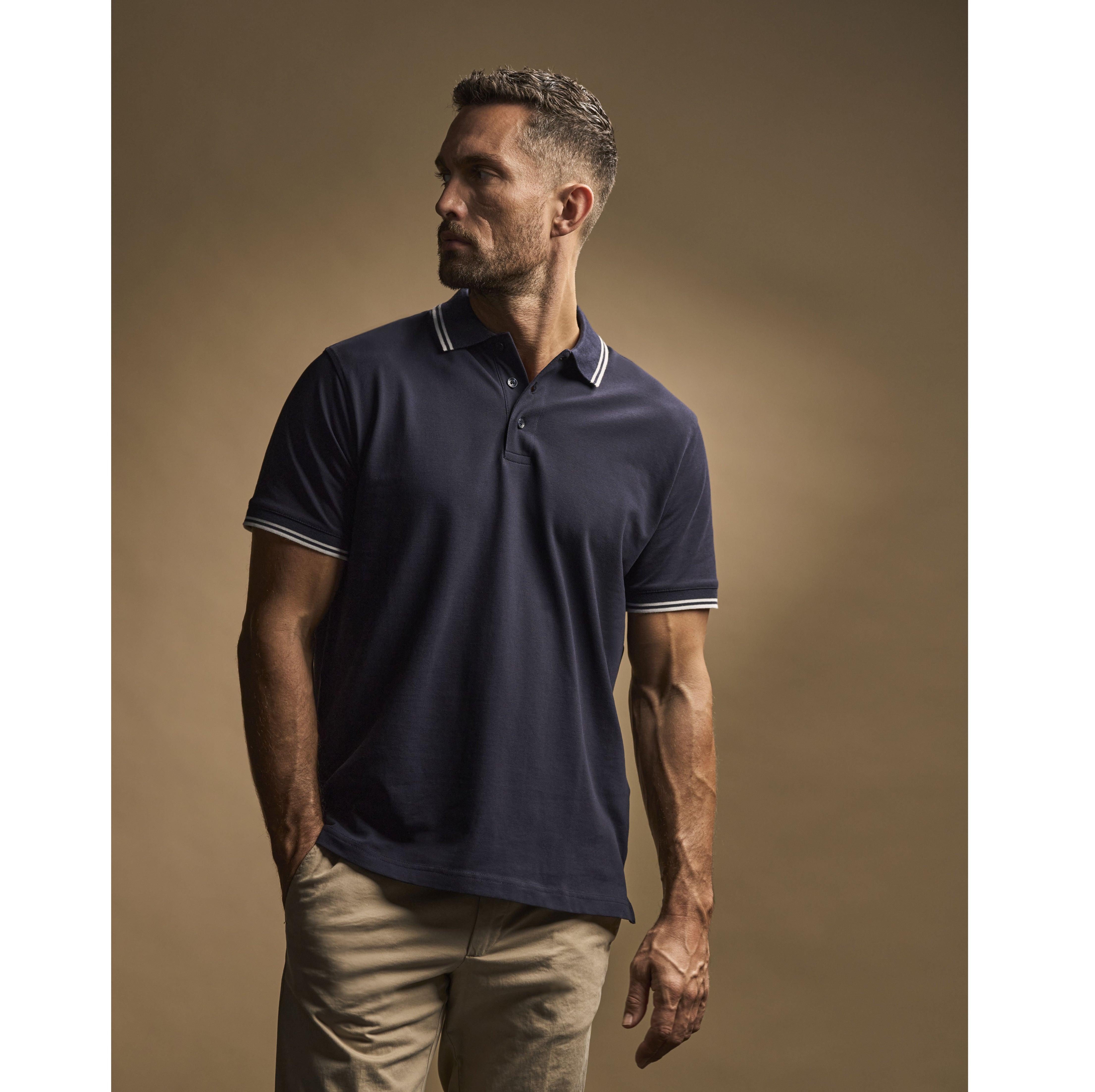 Polo homme col et manches contrastés - TEE JAYS - #TJ1407