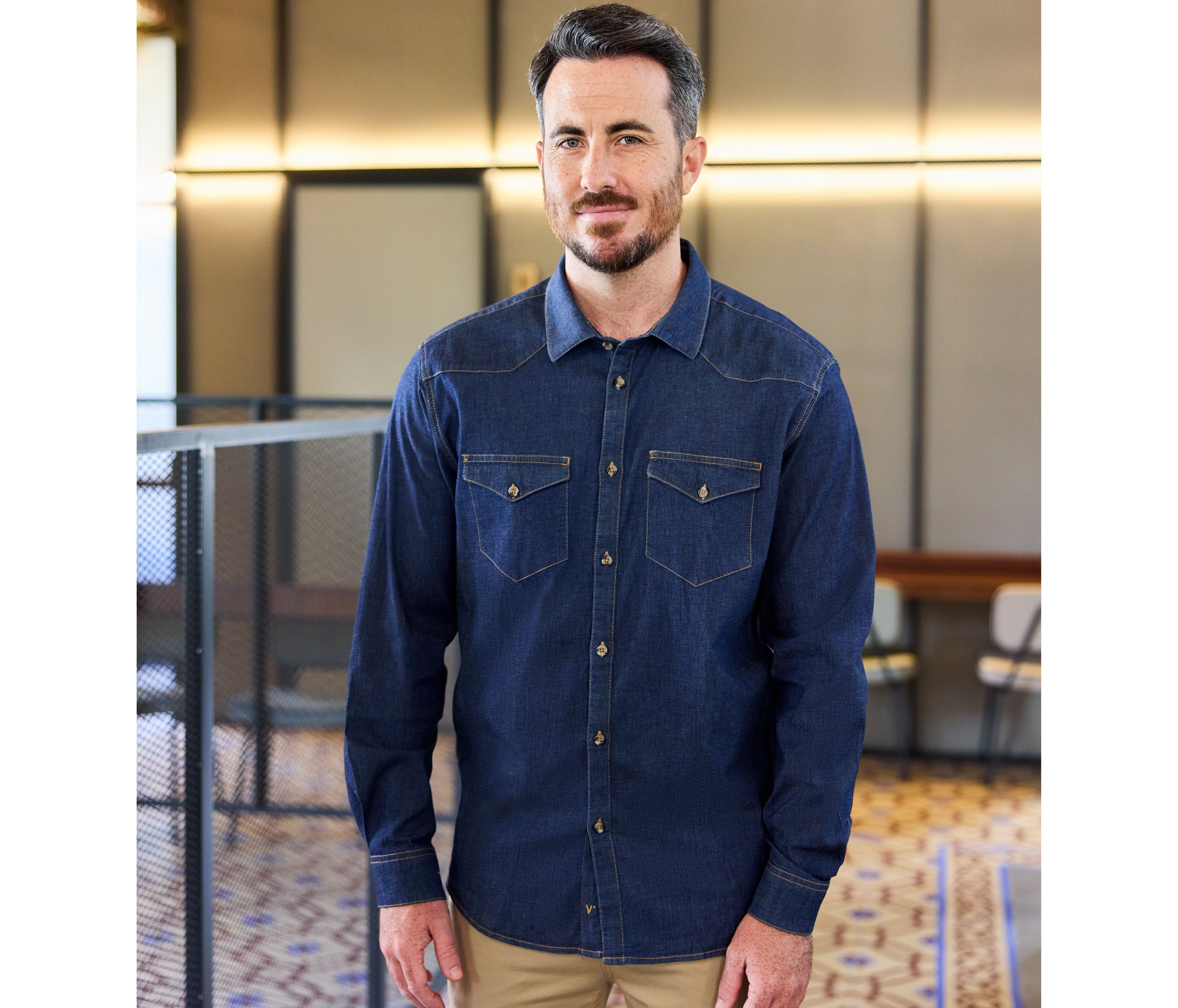 Denim Stretch Hemd - VELILLA - #V5006S