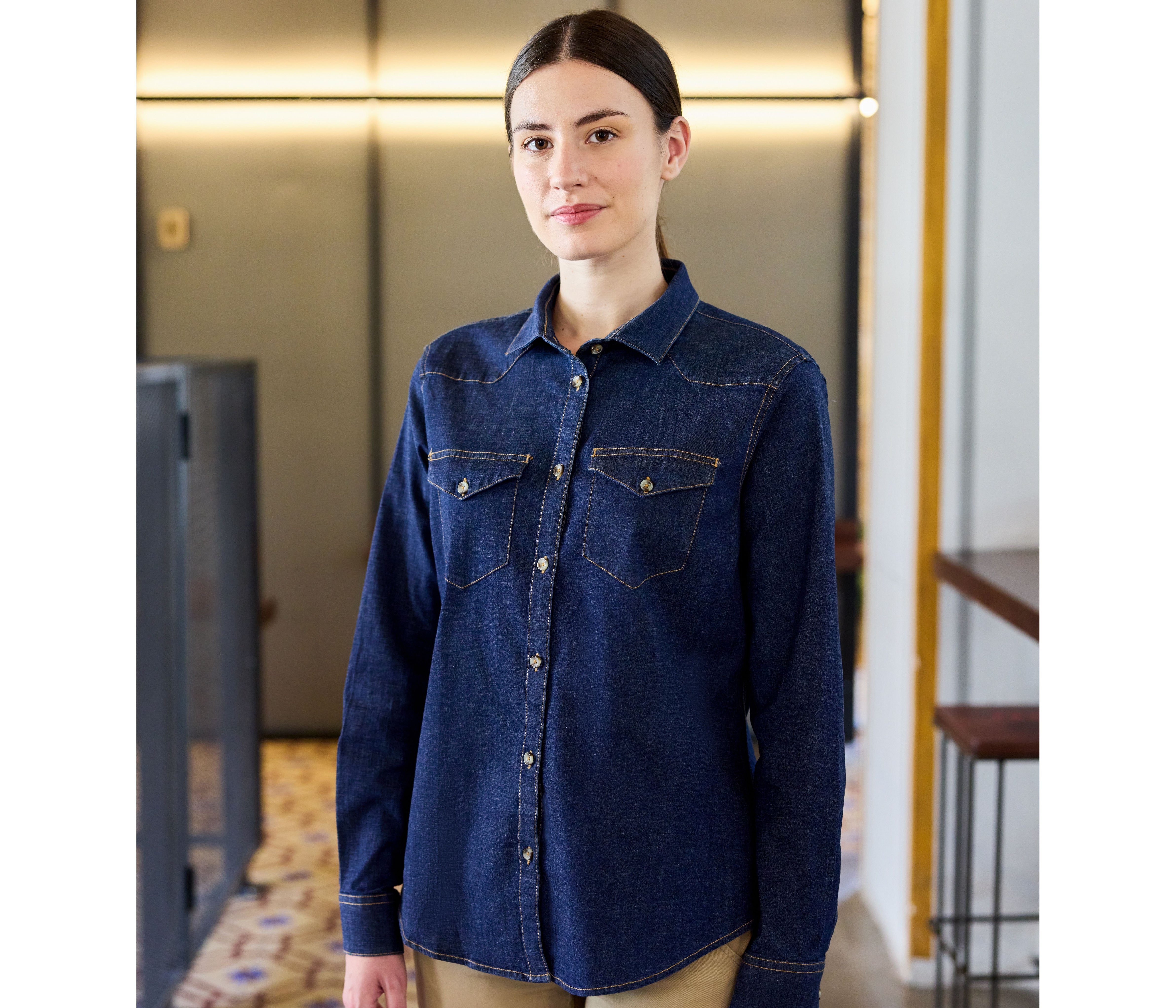 Denim Stretch Bluse - VELILLA - #V5007S